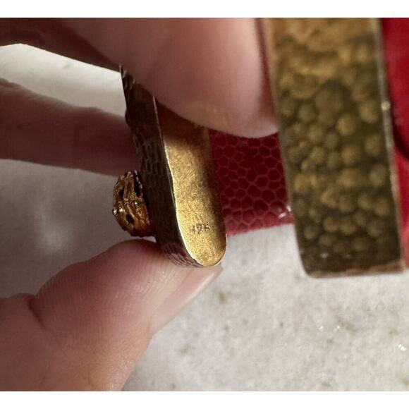 Vintage MCM Sterling Silver Snake Skin Pearl & Rhinestones Cuff Bracelet - Picture 10 of 10